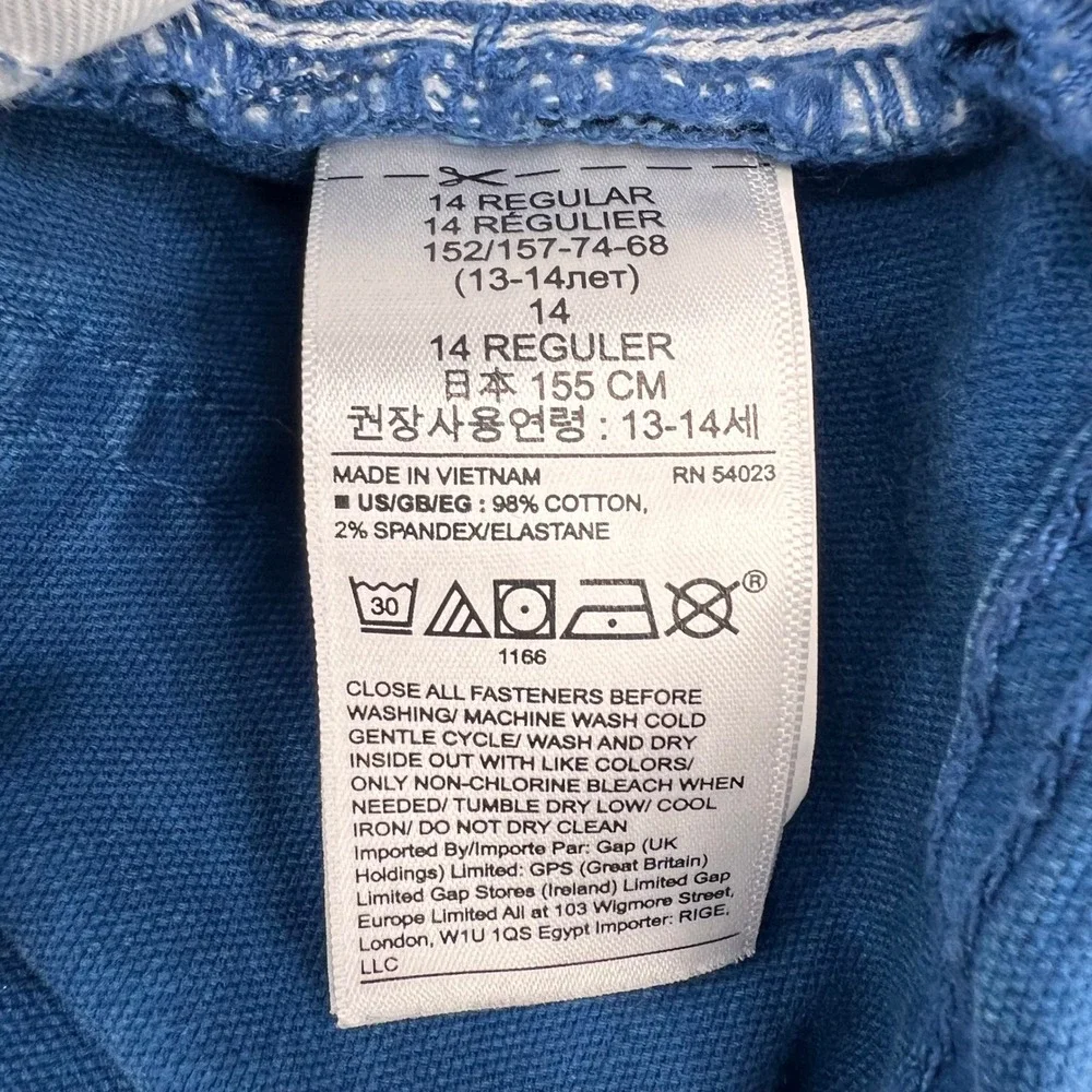 Gap Kids Boys Blue Stretch Skinny Jeans Size 14 Regular Regular Fit Denim Pants